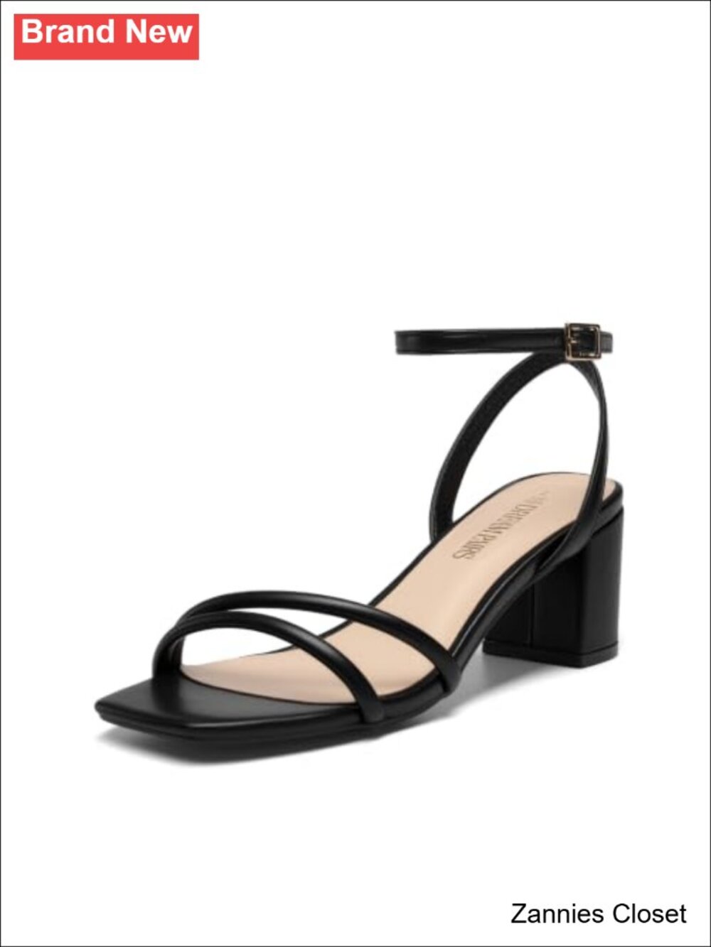 ✨ DREAM PAIRS Women's Chunky Block Heel Sandal Ankle Strap Faux Leather Square